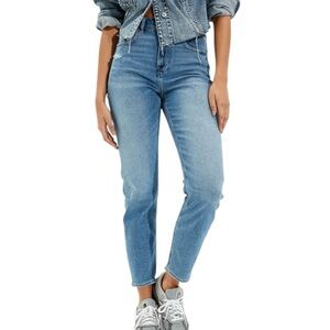 NWT American Eagle Stretch Mom Jeans Size 4 High Rise Medium Wash Distressed